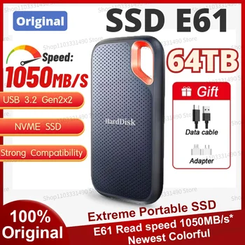  Горячий новый E61 SSD Внешний твердотельный накопитель E61 Extreme Портативный твердотельный накопитель 1050 МБ / с скорость USB 3.1 Type-C Жесткий диск для камеры ПК PS5