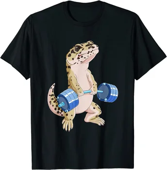 графические футболки забавная становая тяга тяжелая штанга рептилия леопард геккон футболка футболки для мужчин харадзюку аниме одежда