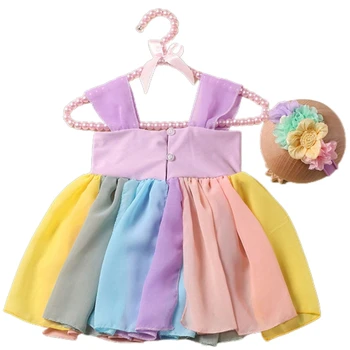 Детское платье-комбинация Эластичная цветочная повязка на голову Фотосъемка Наряд для новорожденных Душ Подарок