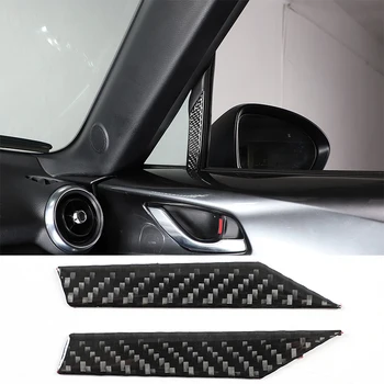 Для Mazda MX-5 2016-2023 Мягкая карбоновая волокно Передняя треугольная перегородка окна Наклейка на отделочную полосу Аксессуары для интерьера автомобиля 2 шт.