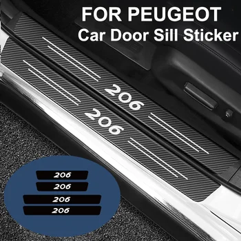 Для Peugeot 206 Автомобильный дверной порог Антицарапина Углеродное волокно Декоративная наклейка Дверной вход Педаль Защита Аксессуары