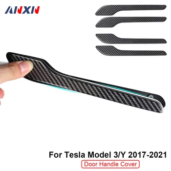  для Tesla Model 3 / Y 2017-2021 Крышка дверной ручки автомобиля Обшивка протектора Наклейка Дверная ручка Набор обертывания ABS Автомобильные аксессуары 4 шт.