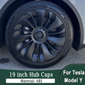  для Tesla Model Y 19 дюймов Крышки ступиц Колесо Декоративная крышка Стайлинг из углеродного волокна Отличительные детали модификации шин экстерьера автомобиля