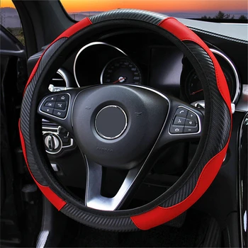 Дышащий кожаный чехол на рулевое колесо автомобиля для VW Volkswagen Polo Golf 5 6 Passat B6 Touran Beetle Tiguan Противоскользящий пыленепроницаемый