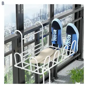  Железная стойка для обуви Подвижная сушилка для обуви Быстросливной держатель балконного рельса для обуви, носков, одежды, сушилки для обуви