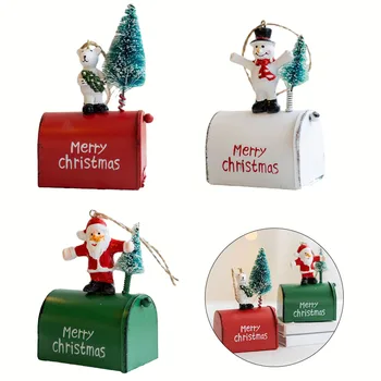 Железный Санта-Клаус Снеговик Почтовый ящик Кулон Санта-Клаус Оставляющий сообщение Почтовый ящик Настенный почтовый ящик Рождественский домик на дереве Декор отеля