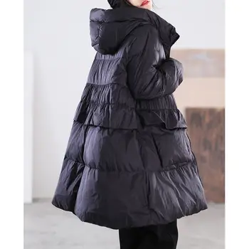 Женская легкая зимняя куртка с карманами Мягкие стеганые куртки на молнии Юбка Microlight Свободное однотонное пальто T905