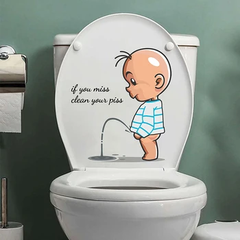  Забавные наклейки с предупреждением о туалете Украшение крышки унитаза для детского мочеиспускания Креативные самоклеящиеся съемные наклейки для туалета