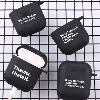 Забавные цитаты Черный чехол с простыми текстовыми буквами для Apple Airpods 1 2 3 Pro 2 Чехлы для гарнитуры Bluetooth для Air Pods Чехол для наушников
