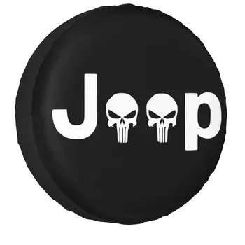  Забавный двойной череп Запасное колесо Чехол Чехол Сумка Сумка Всепогодные пыленепроницаемые колпаки для колес для Jeep Hummer 14 