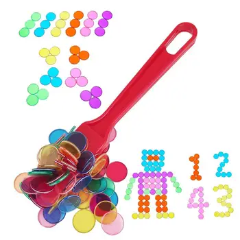 Игрушечный ребенок с магнитной палочкой | Счетные фишки | Аксессуары со 100 шт. Смешанные цветные чипы для пожилых семейных игровых вечеров