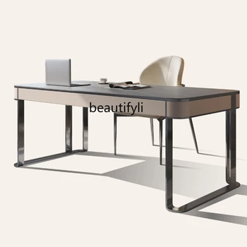 Итальянский светлый роскошный письменный стол Высококачественный современный минималистичный настольный стол Простой компьютерный стол