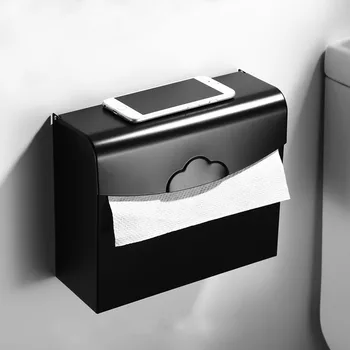  Коробки для салфеток Простая мода Коробка для туалетной бумаги Черный держатель для бумаг для душевой комнаты Ванная комната Водонепроницаемый рулон Без перфорации Семья