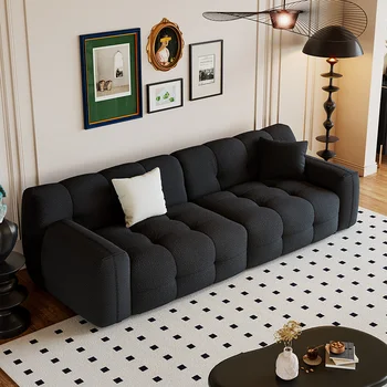 кремовый стиль конфеты диван флис современный простой легкий французский стиль черный ретро среднедревний стиль тканевой диван новый