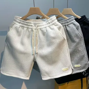 летние мужские повседневные шорты корейские высококачественные белые саржевые шорты спортивные короткие брюки модная мужская одежда 2023 Traf Homme