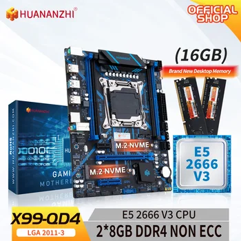 Материнская плата HUANANZHI X99 QD4 LGA 2011-3 XEON X99 с Intel E5 2666 v3 с 2 * 8G DDR4 NON-ECC Комбинированный комплект