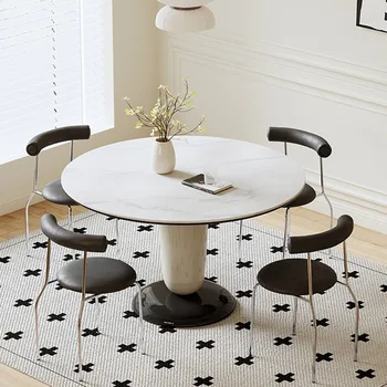 Мебель для ресторана Французский круглый обеденный стол из стеклопластика стулья Современный простой каменный стол