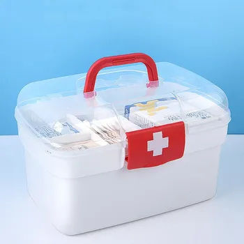  Медицинская коробка большой емкости Портативная аптечка первой помощи Пластиковая коробка для хранения лекарств Домашний медицинский кейс Контейнер для лекарств