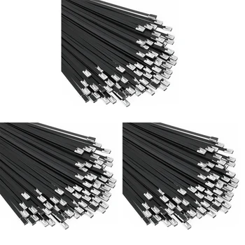 Металлические стяжки на молнии черные 300 шт. 11,8-дюймовая кабельная стяжка из нержавеющей стали 304 с эпоксидным покрытием для машин, транспортных средств, ферм, кабелей