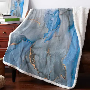 мрамор текстура акварель синий серый кашемир одеяло зимнее теплое мягкое одеяло для кроватей диван шерстяное одеяло покрывало
