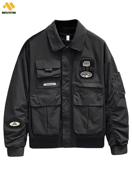 Мужская винтажная куртка с несколькими лацканами с несколькими карманами, одежда, пальто-бомбер, военная мужская одежда, куртка пилота