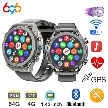 Новые смарт-часы 4G Full Netcom HD Call 1,43-дюймовый экран Оперативная память 4 ГБ ПЗУ 64 ГБ Камера GPS Сердечный ритм Скачать приложение Music Men Smartwatch