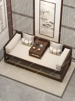 Новый китайский стиль Современный минималистичный Кровать из массива дерева Старый Вяз Диван-кровать двойного назначения