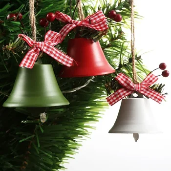 Новый рождественский утюг, большие колокольчики, украшения для дома, кулоны, аксессуары, конопляная веревка, ягоды падуба, рождественские колокольчики, кулон