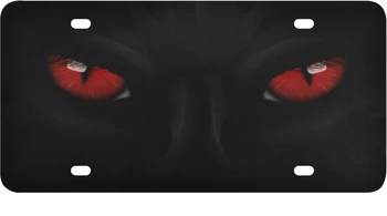 Номерной знак Красные кошачьи глаза Декоративный автомобильный передний номерной знак Тщеславный бирка Металлический автомобильный номерной знак Алюминиевый номерной знак для мужчин и женщин