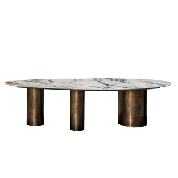 Обеденный стол из скандинавского мрамора, постмодернистская минималистская вилла, креативная каменная плита неправильной формы