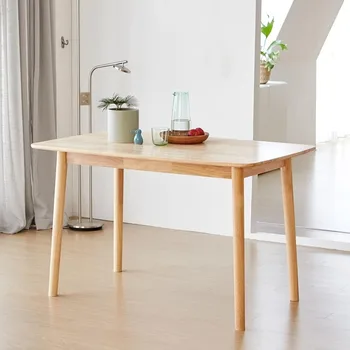 Обеденный стол Прямоугольный деревянный обеденный стол из малазийского дуба / Кухонный стол из массива дерева (орех) Мебель для дома Бесплатная доставка Комната