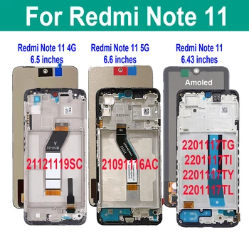 Оригинал для Xiaomi Redmi Note 11 4G 5G 21121119SC 21091116AC 2201117TG 2201117TI ЖК-дисплей с сенсорным экраном дигитайзер в сборе