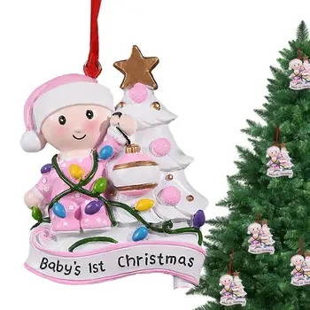 Первое рождественское украшение ребенка 2023 Рождественская елка на память Кулоны DIY Craftsin Смола Первый детский декор рождественской елки Дом