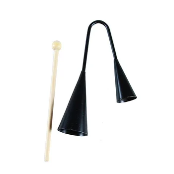 Перкуссионный инструмент самба Agogo Bell Детские музыкальные инструменты Игровой набор с деревянной палочкой Двойной рог