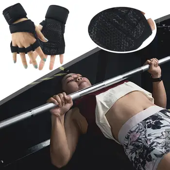 Перчатки для тренировок в тренажерном зале Перчатки для тяжелой атлетики Мужские браслеты Бар Противоскользящий горизонтальный спортивный инвентарь Тренировочная тяга на полпальца P2q3