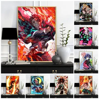 Плакаты и принты Классическое японское аниме Demon Slayer Ghost Blade Настенные картины Картины на холсте для спальни Декор детской комнаты