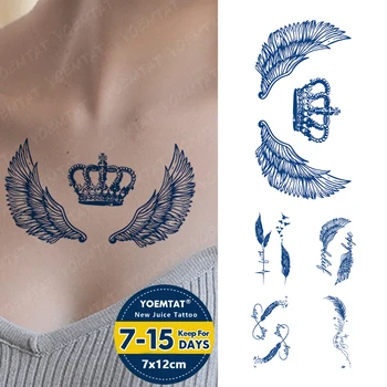 Полуперманентные травяные крылья короны Водонепроницаемые временные наклейки для татуировок Сок Чернила Стойкие татуировки Боди-арт Поддельные татуировки Женщины Мужчины