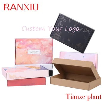 Пользовательский пользовательский логотип розовый плоский подарочный пакет caja одежда доставка коробка упаковка бумага складной почтовый ящик коробка для одежды обувь underw