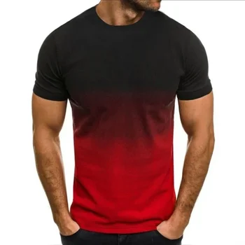 Популярные мужские летние футболки, мужские свободные тонкие футболки с короткими рукавами, модная градиентная серия, повседневный топ с круглым вырезом, напечатанный на 3D-принтере