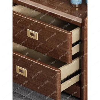 Прикроватная тумбочка из массива дерева Спальня Небольшой шкаф для хранения Ретро Домашний шкафчик Высококачественная прикроватная тумбочка