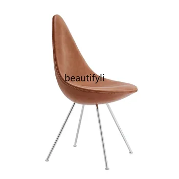 Простой стул с каплей воды Скандинавский дизайнер Креативный стул для столовой в небольшой квартире Удобный студенческий учебный стул Письменный стул