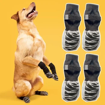  Противоскользящие носки для собак Носки для собак с ремнями Антипробуксовочная система для помещений на паркетном полу Wear Pet Paw Protector Для кошек