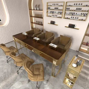 Профессиональный маникюрный стол Стеклянная станция Современный стол для ногтей Администратор Beauty Mesas De Manicura Мебель для ногтей CY50NT