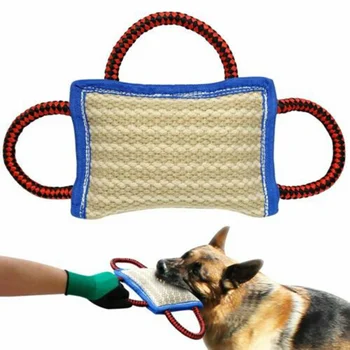  Прочная маленькая собака дрессировка укус буксир игрушка льняная подушка для укусов щенок интерактивная игрушка для домашних животных с 3 ручками
