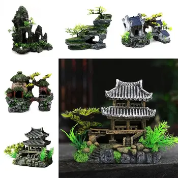Растения / Камень Аквариумные украшения Китайский стиль Моделирование дома Аквариум Ландшафтный дизайн Декор Смола Декор