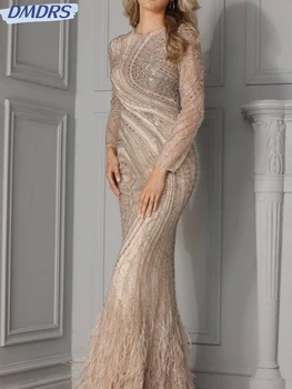 Роскошное выпускное платье с длинным рукавом 2024 Изящные вечерние платья в пол Классические марлевые платья Vestidos De Novia