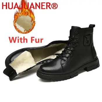 Роскошные ботинки Мужская зимняя обувь Черные военные ботинки из натуральной кожи Мужская тактическая обувь Брендовые теплые плюшевые зимние сапоги для мужчин