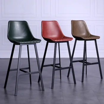 Роскошный барный стул с высокой спинкой Современный кожаный дизайн Водонепроницаемый усиленный барный стул Терраса Nordic Bancos De Bar Домашняя мебель