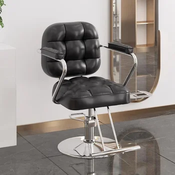 Роскошный кожаный стул для салона Iron Beauty Парикмахерская Вращающийся стул для парикмахерского салона Гидравлическая ножка Cadeira De Barbeiro Мебель
