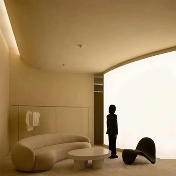  Светлая роскошная гостиная Тедди Круг Бархатный тканевой диван Дизайнерский диван из кешью